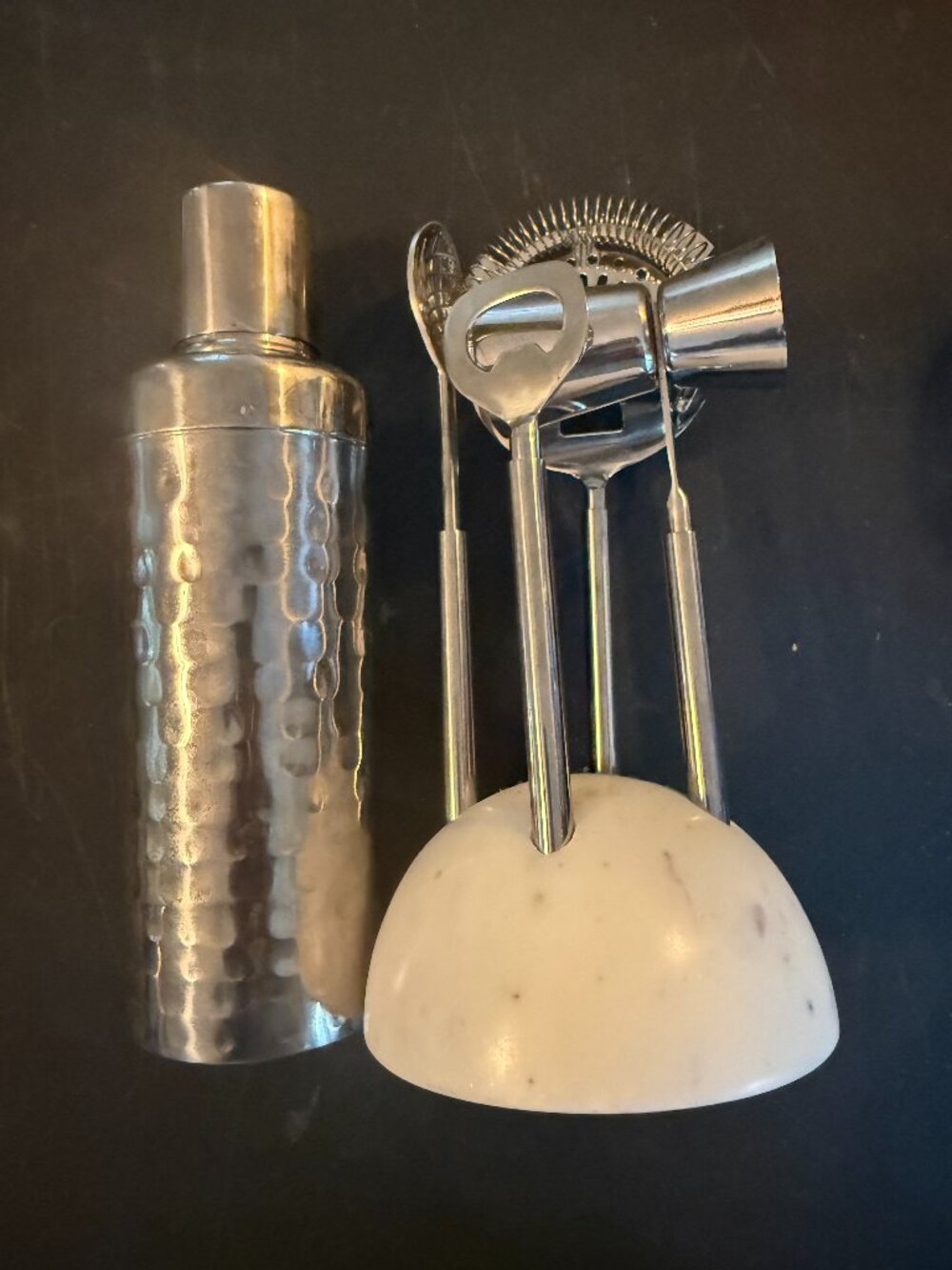 Target Threshold 4 Pc Stainless Steel Bar Tool Set,Marble Stand,Hammered Shaker